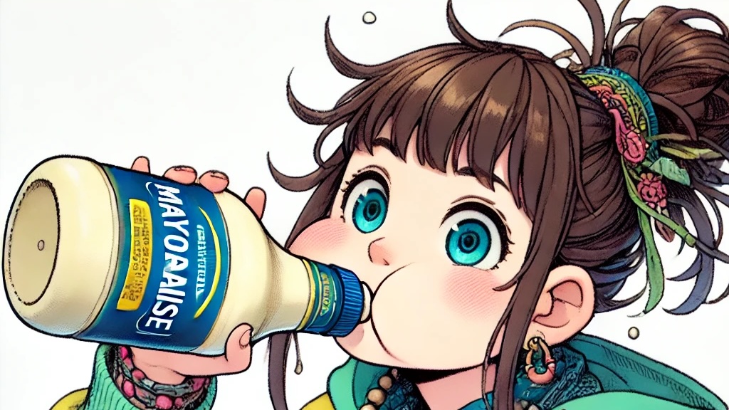 マヨネーズを飲んでる女の子