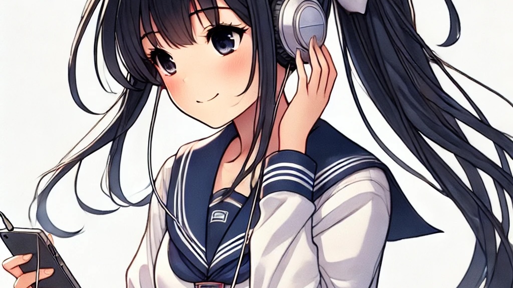 音楽を聴く女の子